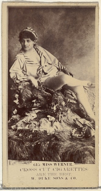 Card Number 615, Miss Werner, from the Actors and Actresses series (N145-3) issued by Duke Sons & Co. to promote Cross Cut Cigarettes