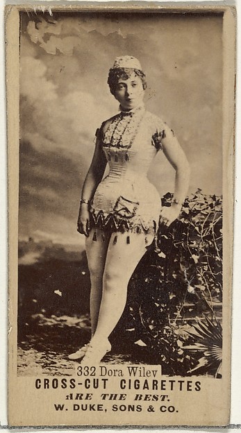 Card Number 332, Dora Wiley, from the Actors and Actresses series (N145-3) issued by Duke Sons & Co. to promote Cross Cut Cigarettes
