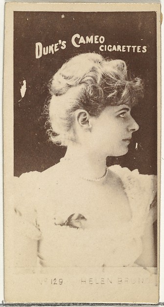 Card Number 129, Miss Helen Brum, from the Actors and Actresses series (N145-4) issued by Duke Sons & Co. to promote Cameo Cigarettes
