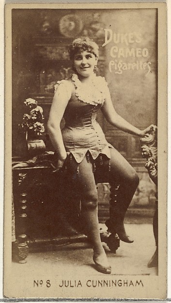 Card Number 8, Julia Cunningham, from the Actors and Actresses series (N145-4) issued by Duke Sons & Co. to promote Cameo Cigarettes