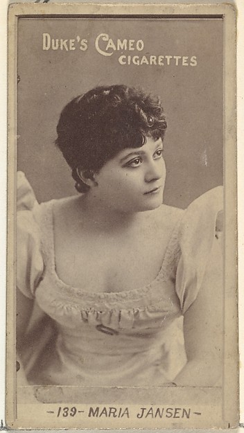 Card Number 139, Marie Jansen, from the Actors and Actresses series (N145-4) issued by Duke Sons & Co. to promote Cameo Cigarettes