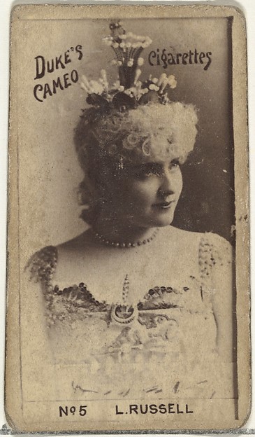 Card Number 5, Lillian Russell, from the Actors and Actresses series (N145-4) issued by Duke Sons & Co. to promote Cameo Cigarettes