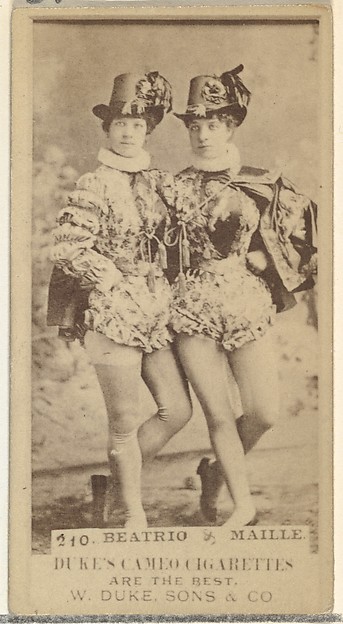 Card Number 210, Miss Beatrio and Miss Maille, from the Actors and Actresses series (N145-5) issued by Duke Sons & Co. to promote Cameo Cigarettes