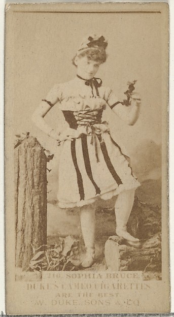 Card Number 216, Sophia Bruce, from the Actors and Actresses series (N145-5) issued by Duke Sons & Co. to promote Cameo Cigarettes