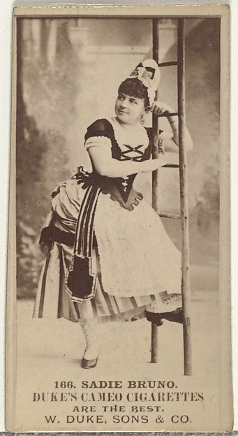 Card Number 166, Sadie Bruno, from the Actors and Actresses series (N145-5) issued by Duke Sons & Co. to promote Cameo Cigarettes