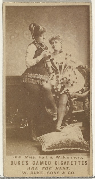 Card Number 350, Miss Hall and Miss Waldemere, from the Actors and Actresses series (N145-5) issued by Duke Sons & Co. to promote Cameo Cigarettes