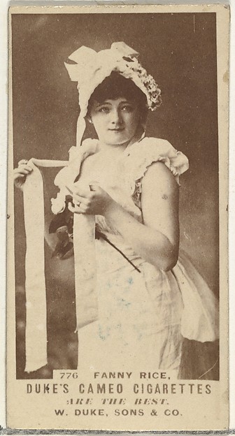 Card Number 776, Fanny Rice, from the Actors and Actresses series (N145-5) issued by Duke Sons & Co. to promote Cameo Cigarettes