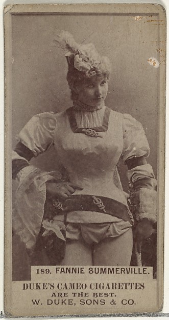 Card Number 189, Fannie Summerville, from the Actors and Actresses series (N145-5) issued by Duke Sons & Co. to promote Cameo Cigarettes