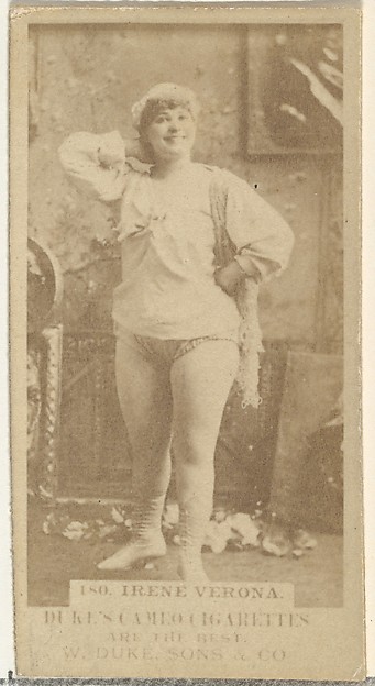 Card Number 180, Irene Verona, from the Actors and Actresses series (N145-5) issued by Duke Sons & Co. to promote Cameo Cigarettes