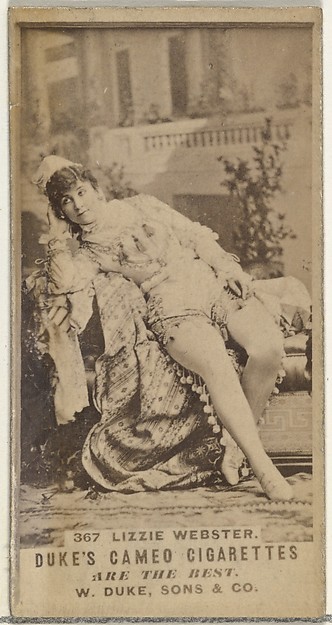 Card Number 367, Lizzie Webster, from the Actors and Actresses series (N145-5) issued by Duke Sons & Co. to promote Cameo Cigarettes