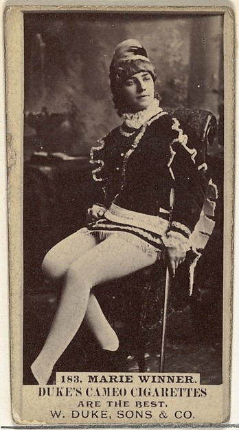 Card Number 183, Marie Winner, from the Actors and Actresses series (N145-5) issued by Duke Sons & Co. to promote Cameo Cigarettes