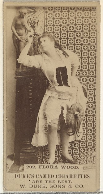 Card Number 202, Flora Wood, from the Actors and Actresses series (N145-5) issued by Duke Sons & Co. to promote Cameo Cigarettes