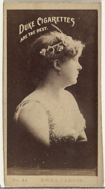 Card Number 14, Emma Carson, from the Actors and Actresses series (N145-6) issued by Duke Sons & Co. to promote Duke Cigarettes