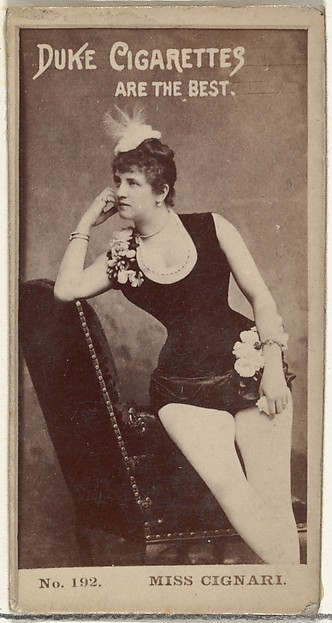 Card Number 192, Miss Cignari, from the Actors and Actresses series (N145-6) issued by Duke Sons & Co. to promote Duke Cigarettes