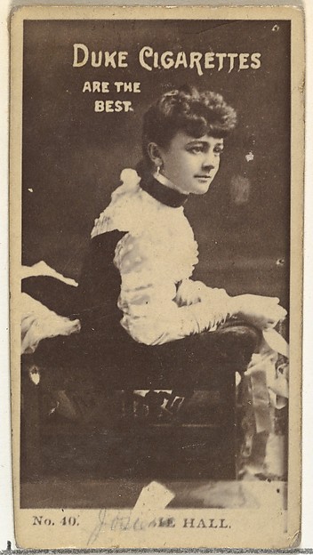 Card Number 40, Miss Hall, from the Actors and Actresses series (N145-6) issued by Duke Sons & Co. to promote Duke Cigarettes