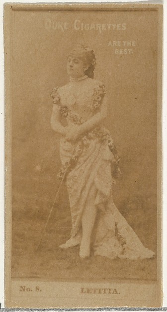 Card Number 8, Letitia, from the Actors and Actresses series (N145-6) issued by Duke Sons & Co. to promote Duke Cigarettes