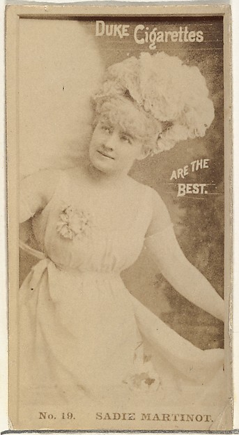 Card Number 19, Sadie Martinot, from the Actors and Actresses series (N145-6) issued by Duke Sons & Co. to promote Duke Cigarettes by W. Duke, Sons & Co., The Metropolitan Museum of Art