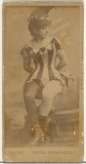 Card Number 147, Mlle. Rescalli, from the Actors and Actresses series (N145-6) issued by Duke Sons & Co. to promote Duke Cigarettes