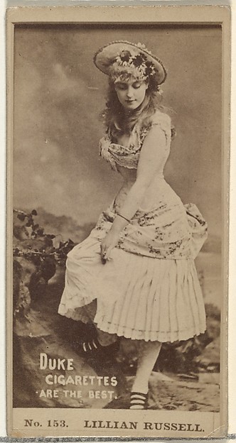 Card Number 153, Lillian Russell, from the Actors and Actresses series (N145-6) issued by Duke Sons & Co. to promote Duke Cigarettes