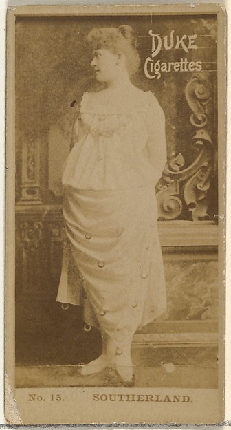 Card Number 15, Miss Southerland, from the Actors and Actresses series (N145-6) issued by Duke Sons & Co. to promote Duke Cigarettes