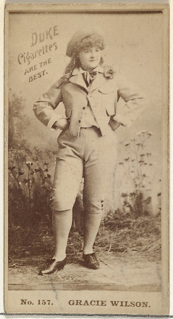 Card Number 157, Gracie Wilson, from the Actors and Actresses series (N145-6) issued by Duke Sons & Co. to promote Duke Cigarettes