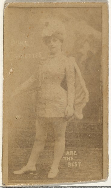 [Actress wearing plumed hat and cape], from the Actors and Actresses series (N145-6) issued by Duke Sons & Co. to promote Duke Cigarettes