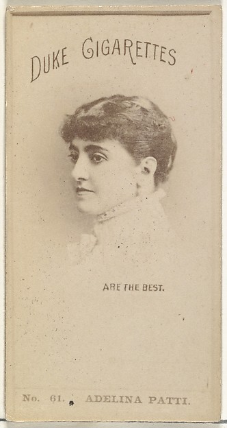 Card Number 61, Adina Patti, from the Actors and Actresses series (N145-6) issued by Duke Sons & Co. to promote Duke Cigarettes
