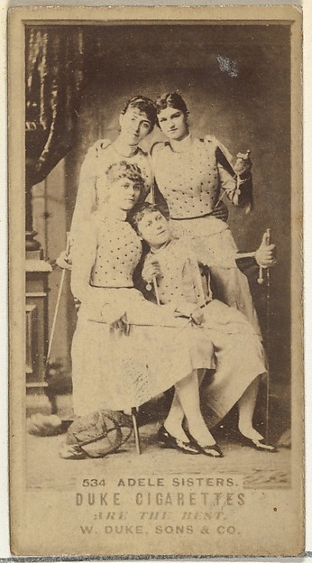 Card Number 534, Adele Sisters, from the Actors and Actresses series (N145-7) issued by Duke Sons & Co. to promote Duke Cigarettes