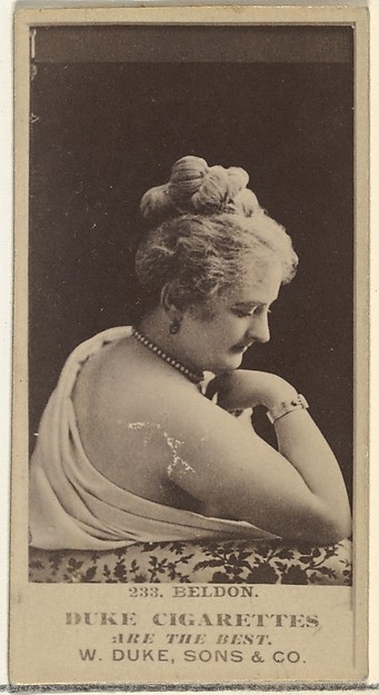 Card Number 233, Miss Beldon, from the Actors and Actresses series (N145-7) issued by Duke Sons & Co. to promote Duke Cigarettes