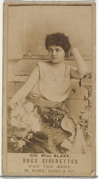 Card Number 539, Miss Blake, from the Actors and Actresses series (N145-7) issued by Duke Sons & Co. to promote Duke Cigarettes