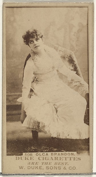 Card Number 508, Olga Brandon, from the Actors and Actresses series (N145-7) issued by Duke Sons & Co. to promote Duke Cigarettes