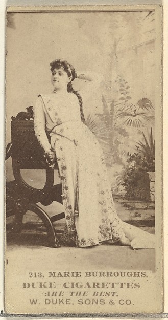 Card Number 213, Marie Burroughs, from the Actors and Actresses series (N145-7) issued by Duke Sons & Co. to promote Duke Cigarettes