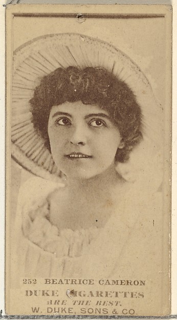 Card Number 252, Beatrice Cameron, from the Actors and Actresses series (N145-7) issued by Duke Sons & Co. to promote Duke Cigarettes