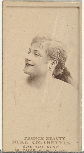 French Beauty, from the Actors and Actresses series (N145-7) issued by Duke Sons & Co. to promote Duke Cigarettes