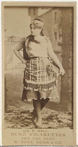 Card Number 576, P. Hall, from the Actors and Actresses series (N145-7) issued by Duke Sons & Co. to promote Duke Cigarettes