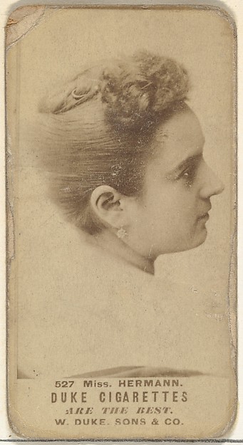 Card Number 527, Miss Hermann, from the Actors and Actresses series (N145-7) issued by Duke Sons & Co. to promote Duke Cigarettes