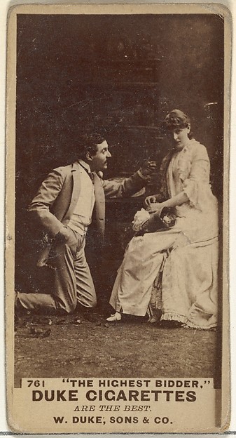 Card Number 761, "The Highest Bidder," from the Actors and Actresses series (N145-7) issued by Duke Sons & Co. to promote Duke Cigarettes
