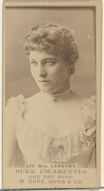 Card Number 570, Mrs. Langtry, from the Actors and Actresses series (N145-7) issued by Duke Sons & Co. to promote Duke Cigarettes