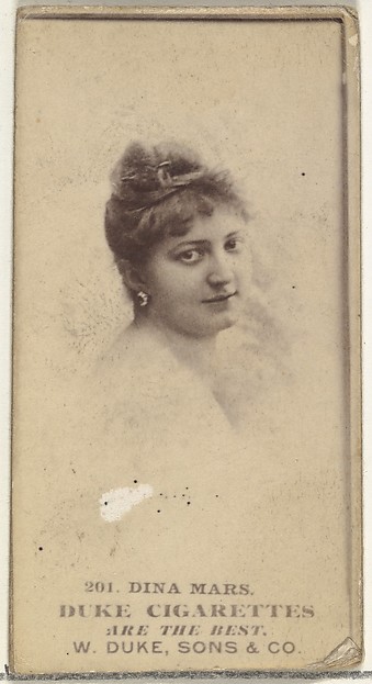 Card Number 201, Dina Mars, from the Actors and Actresses series (N145-7) issued by Duke Sons & Co. to promote Duke Cigarettes