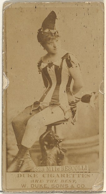 Card Number 323, Mlle. Rescolli, from the Actors and Actresses series (N145-7) issued by Duke Sons & Co. to promote Duke Cigarettes