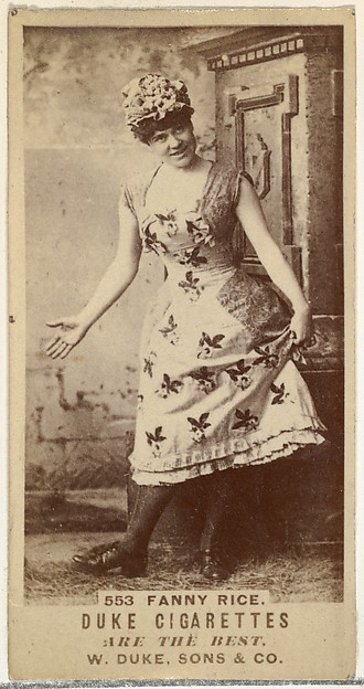 Card Number 553, Fanny Rice, from the Actors and Actresses series (N145-7) issued by Duke Sons & Co. to promote Duke Cigarettes