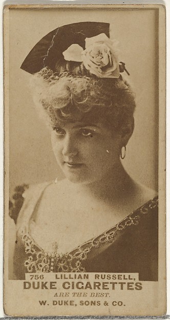 Card Number 756, Lillian Russell, from the Actors and Actresses series (N145-7) issued by Duke Sons & Co. to promote Duke Cigarettes