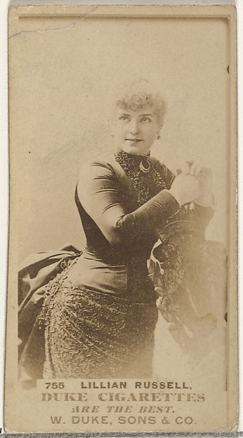Card Number 755, Lillian Russell, from the Actors and Actresses series (N145-7) issued by Duke Sons & Co. to promote Duke Cigarettes