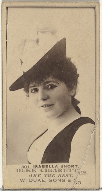 Card Number 501, Isabella Short, from the Actors and Actresses series (N145-7) issued by Duke Sons & Co. to promote Duke Cigarettes
