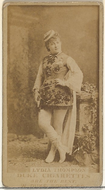 Lydia Thompson, from the Actors and Actresses series (N145-7) issued by Duke Sons & Co. to promote Duke Cigarettes