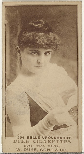 Card Number 554, Belle Urquehardt, from the Actors and Actresses series (N145-7) issued by Duke Sons & Co. to promote Duke Cigarettes