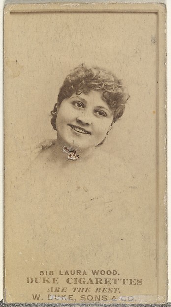 Card Number 518, Laura Wood, from the Actors and Actresses series (N145-7) issued by Duke Sons & Co. to promote Duke Cigarettes