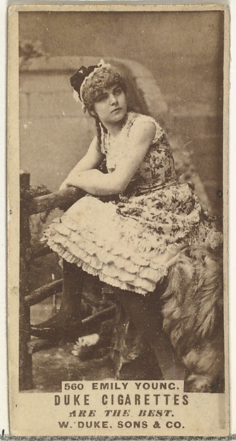 Card Number 560, Emily Young, from the Actors and Actresses series (N145-7) issued by Duke Sons & Co. to promote Duke Cigarettes