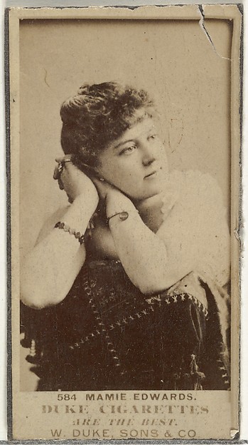 Card Number 584, Mamie Edwards, from the Actors and Actresses series (N145-7) issued by Duke Sons & Co. to promote Duke Cigarettes