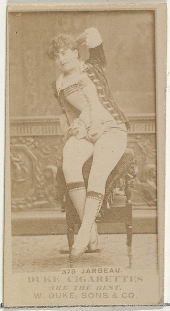 Card Number 375, Miss Jarbeau, from the Actors and Actresses series (N145-7) issued by Duke Sons & Co. to promote Duke Cigarettes